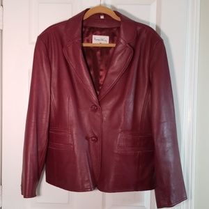 Pamela McCoy Wine Leather Blazer